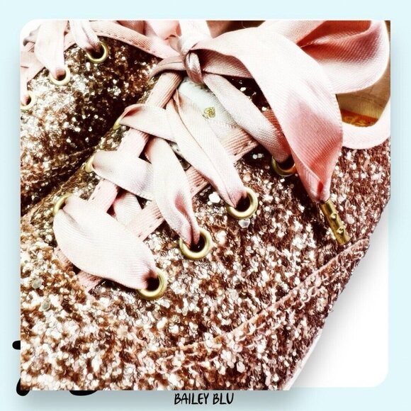 Keds Kate Spade Rose Gold Pink Peach Glitter Sneaker Shoe 7.5 - Picture 9 of 9